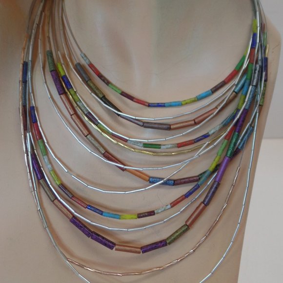 Chicos Multi Strand (14) Beaded Necklace adj 16" - Picture 1 of 12